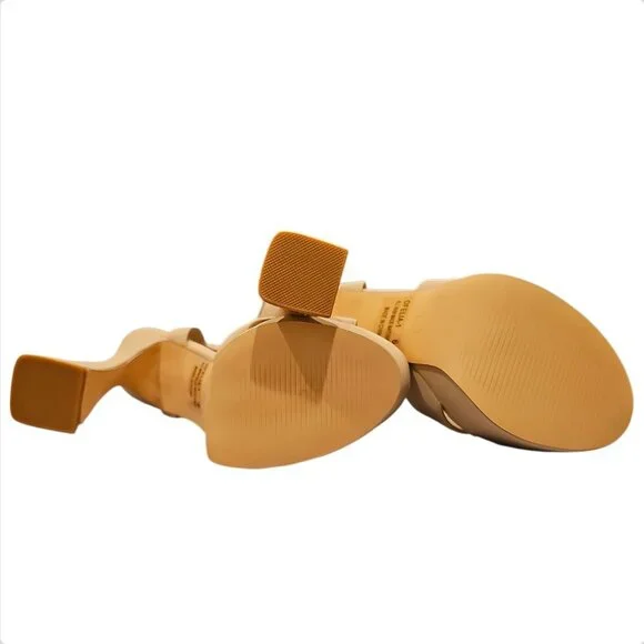 Beige Platform High Heels With Cross-Strap Design & Adjustable Ankle Strap All M - Picture 6 of 6